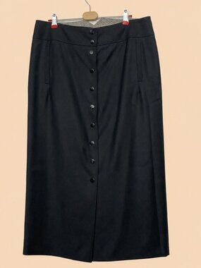 Kenzo 100% Wool Button-Front Mid Length Skirt EU42 Size